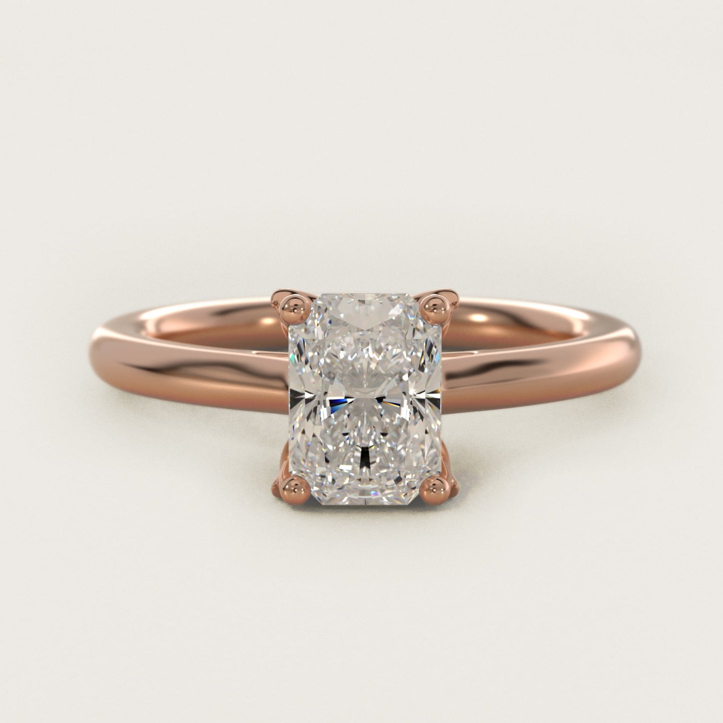 Leaf Solitaire Plus Diamond Engagement Ring in 14k Rose Gold - Radiant Center