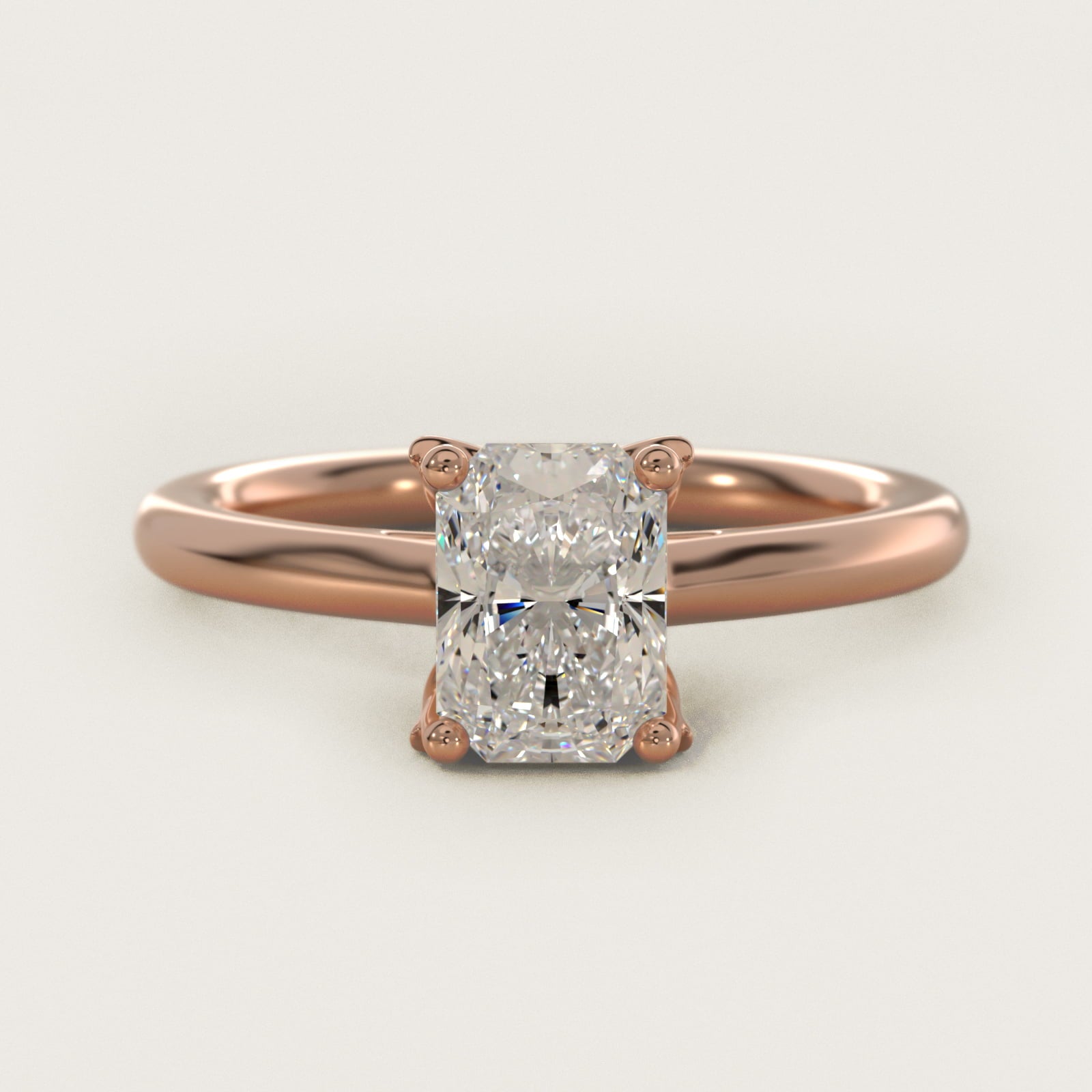 Leaf Solitaire Plus Diamond Engagement Ring in 14k Rose Gold - Radiant Center