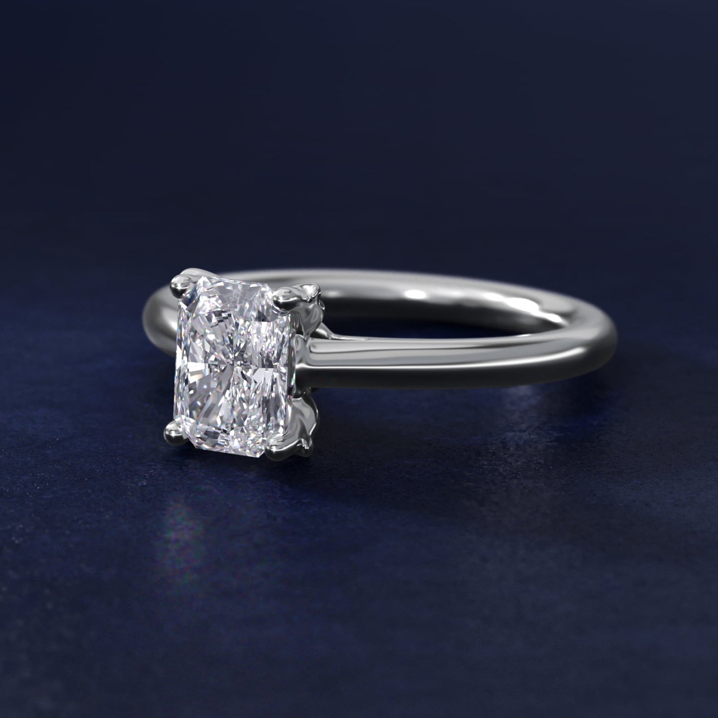 Leaf Solitaire Plus Diamond Engagement Ring in 14k White Gold - Radiant Center