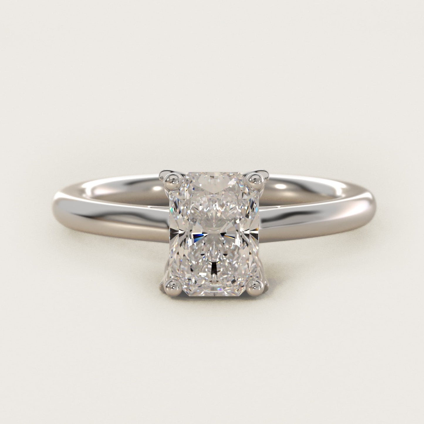 Leaf Solitaire Plus Diamond Engagement Ring in 18k White Gold - Radiant Center