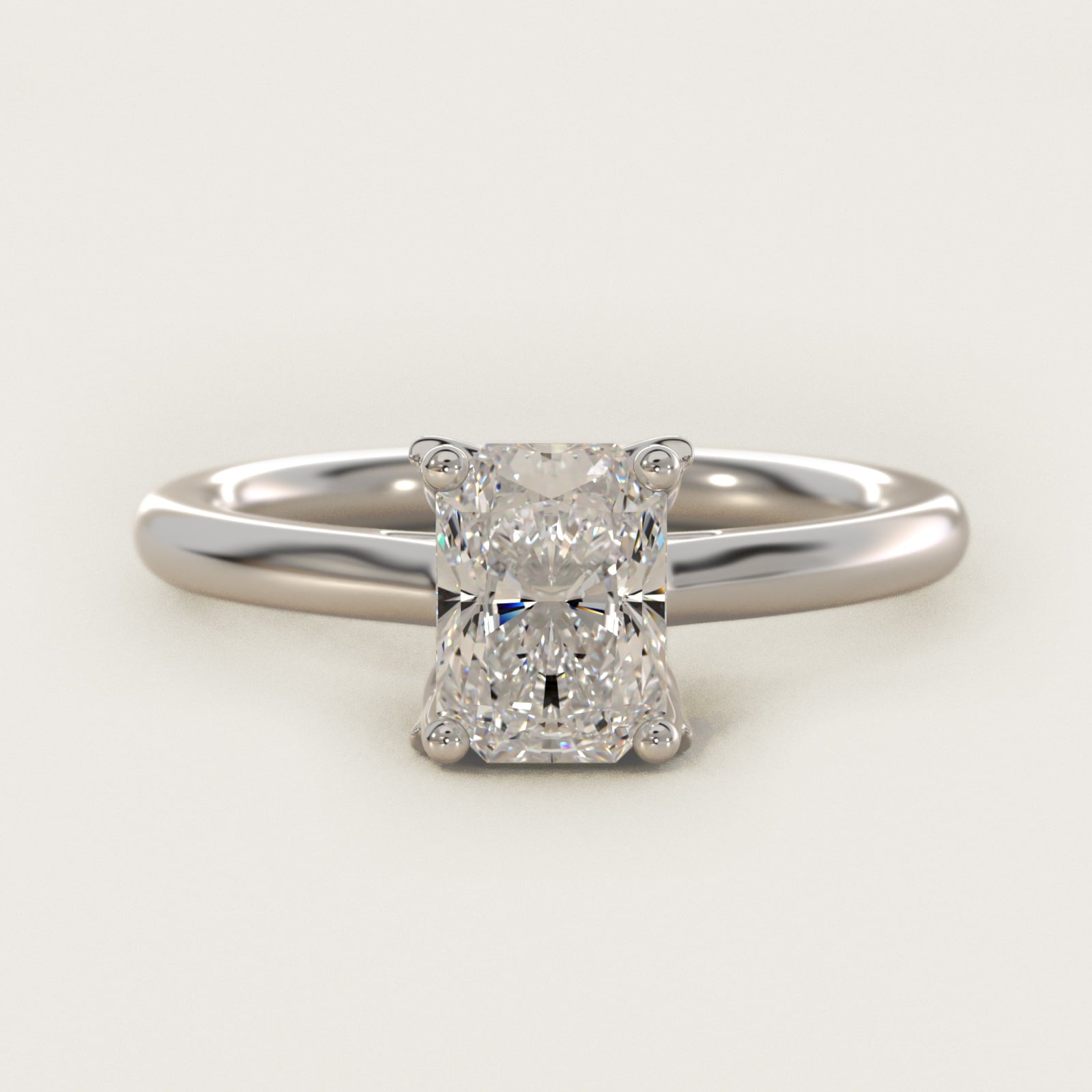 Leaf Solitaire Plus Diamond Engagement Ring in 18k White Gold - Radiant Center