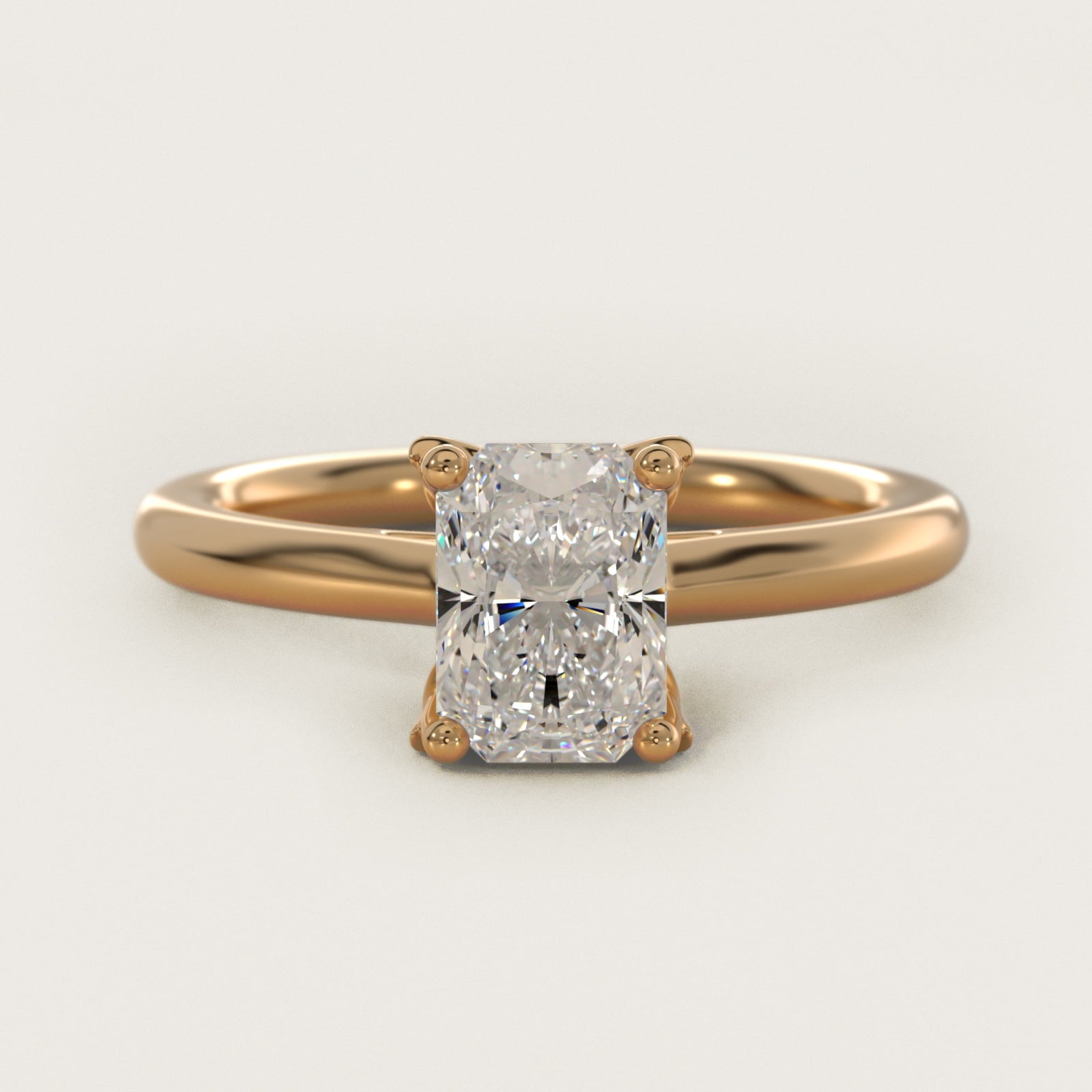 Leaf Solitaire Plus Diamond Engagement Ring in 14k Yellow Gold - Radiant Center