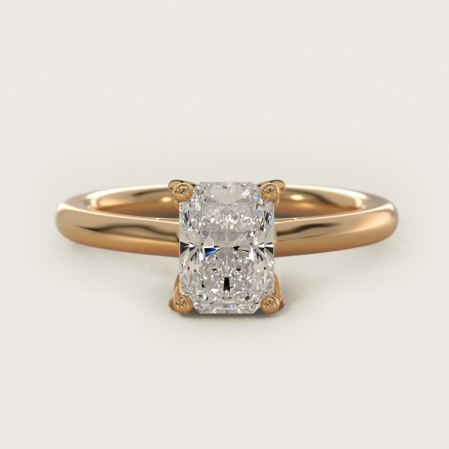 Leaf Solitaire Plus Diamond Engagement Ring in 18k Yellow Gold - Radiant Center