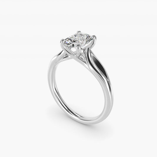 Leaf Solitaire Engagement Ring in Platinum - Radiant Center
