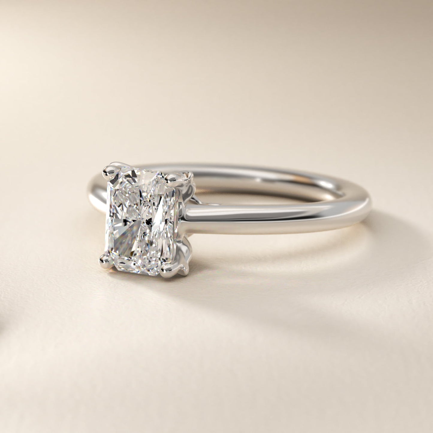 Leaf Solitaire Plus Diamond Engagement Ring in Platinum - Radiant Center