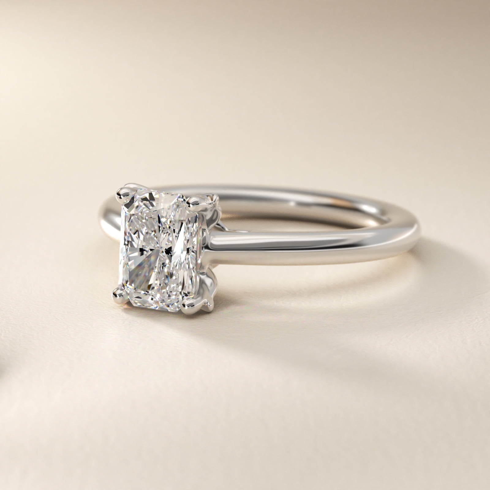 Leaf Solitaire Plus Diamond Engagement Ring in Platinum - Radiant Center