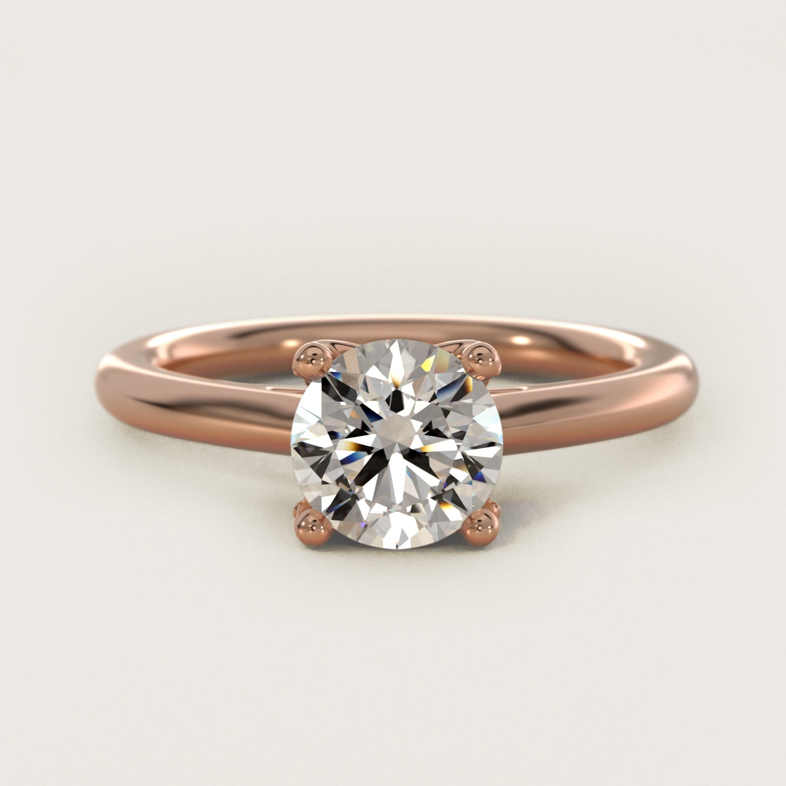 Leaf Solitaire Plus Diamond Engagement Ring in 14k Rose Gold - Round Center