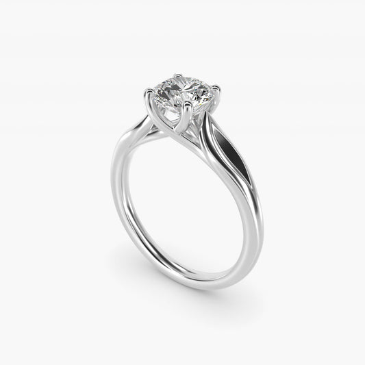 Leaf Solitaire Engagement Ring in 18k White Gold - Round Center