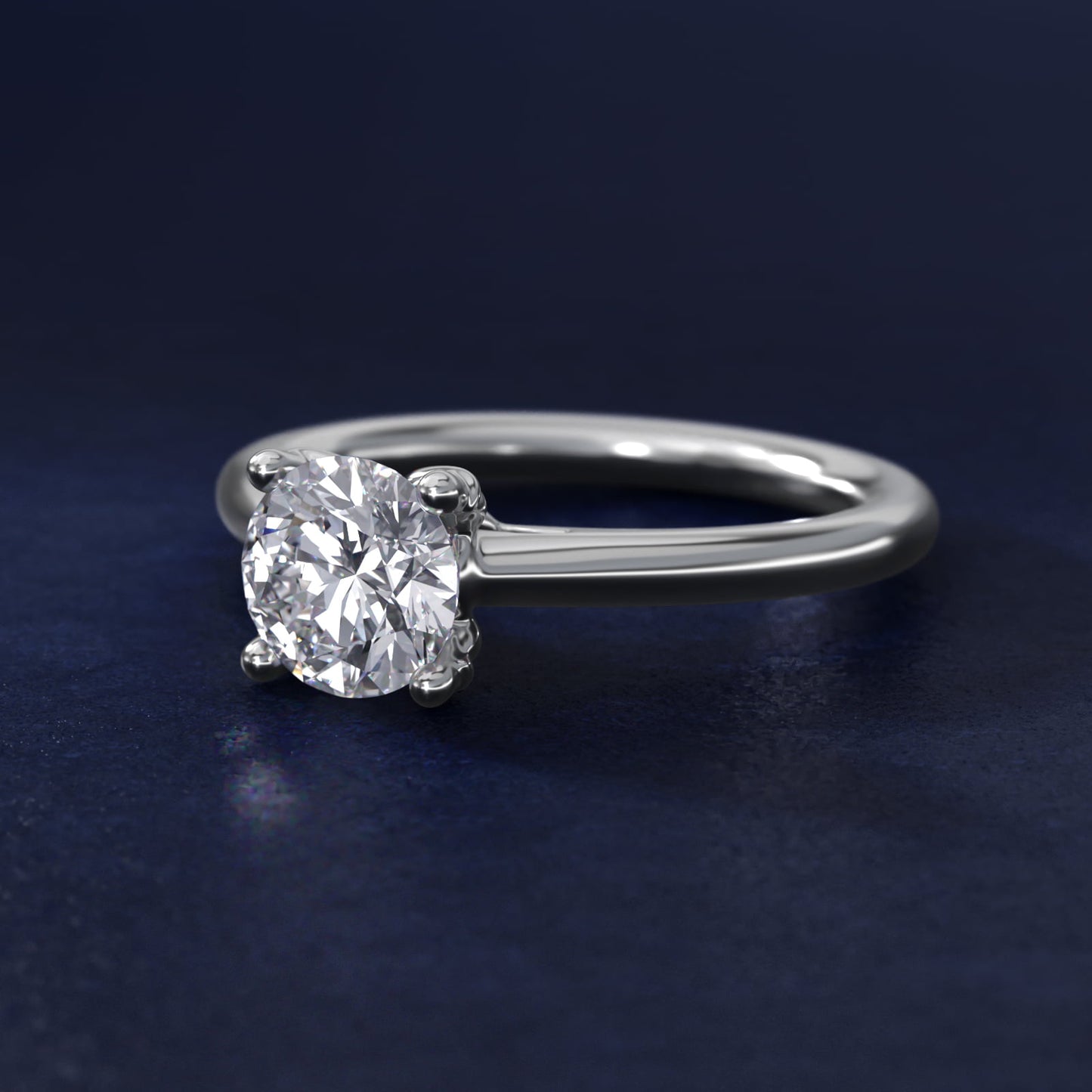 Leaf Solitaire Plus Diamond Engagement Ring in 14k White Gold - Round Center