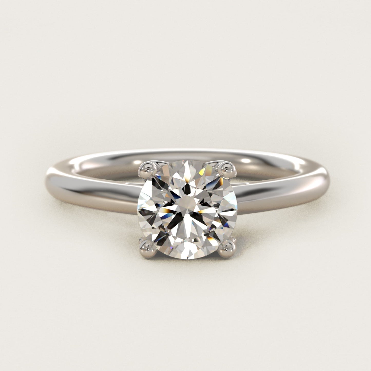 Leaf Solitaire Plus Diamond Engagement Ring in 18k White Gold - Round Center