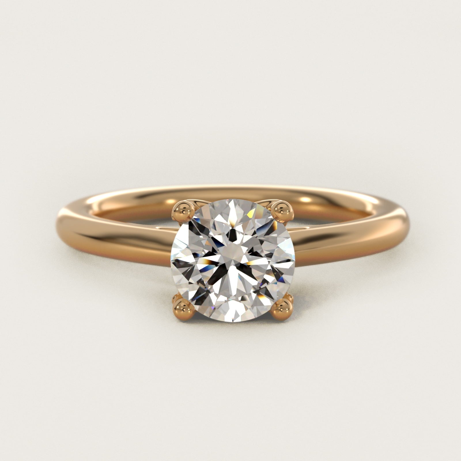 Leaf Solitaire Plus Diamond Engagement Ring in 14k Yellow Gold - Round Center