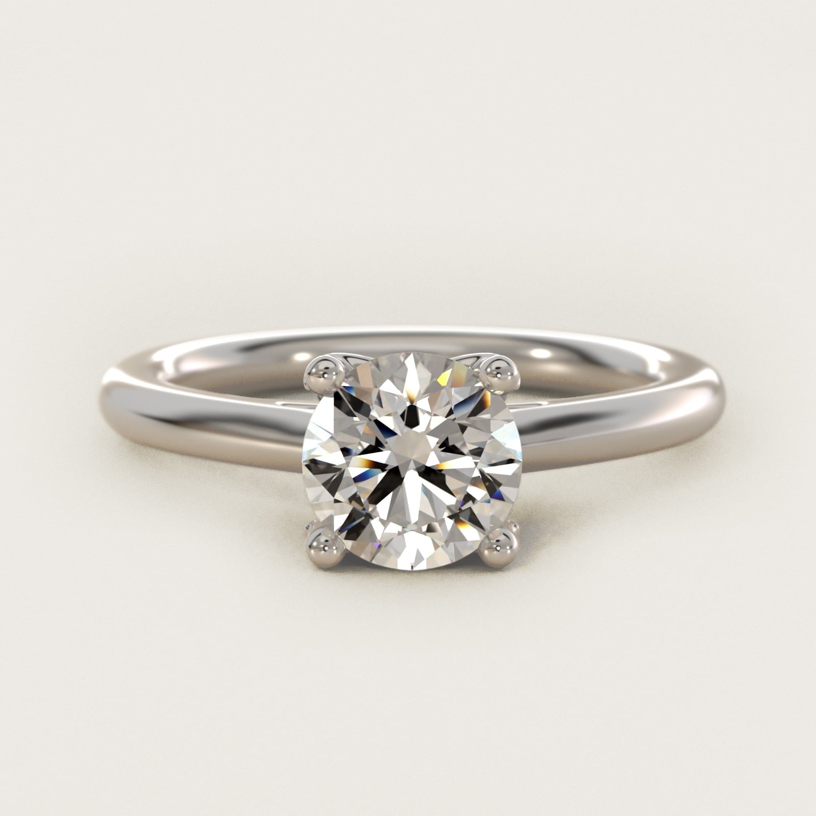 Leaf Solitaire Plus Diamond Engagement Ring in Platinum - Round Center