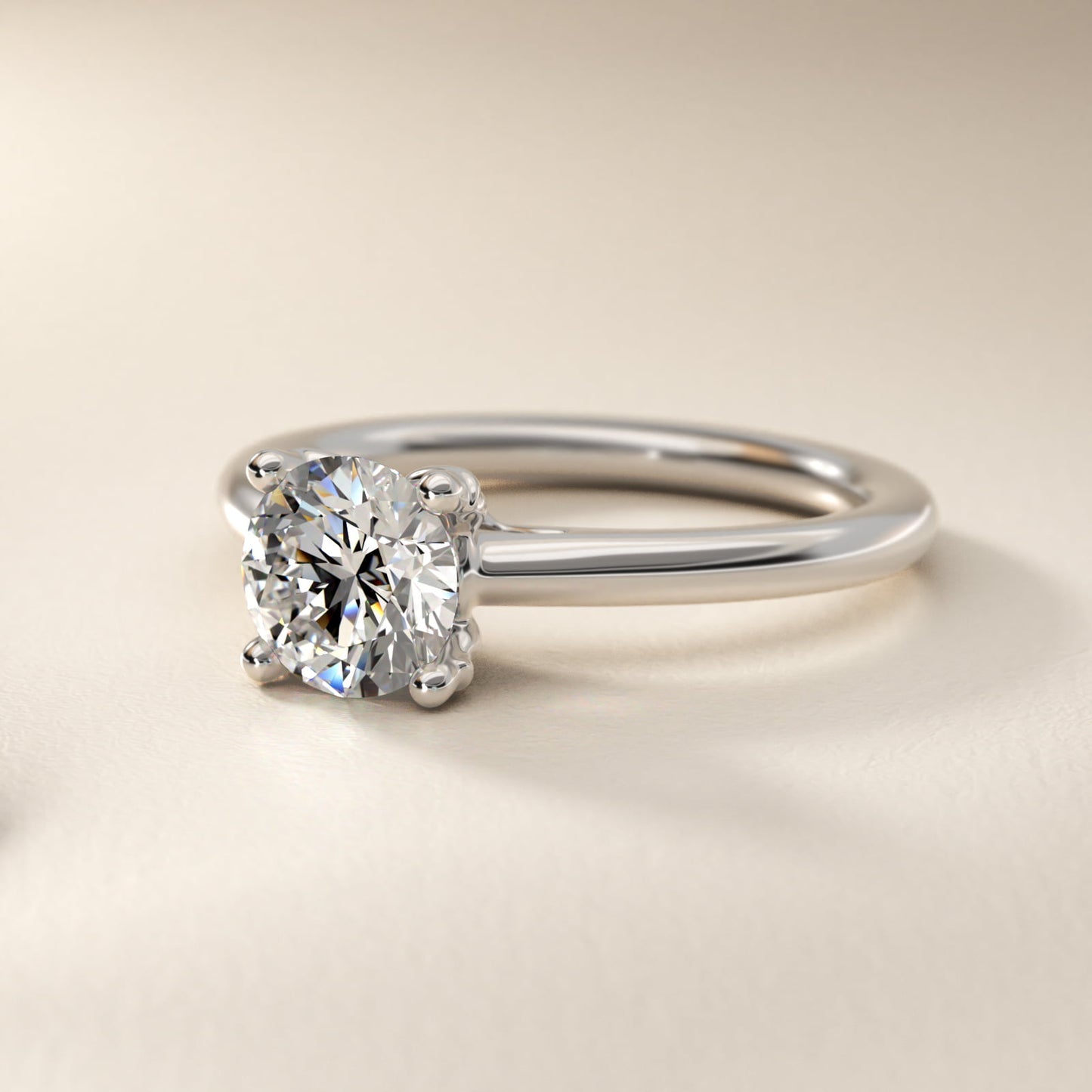 Leaf Solitaire Plus Diamond Engagement Ring in Platinum - Round Center