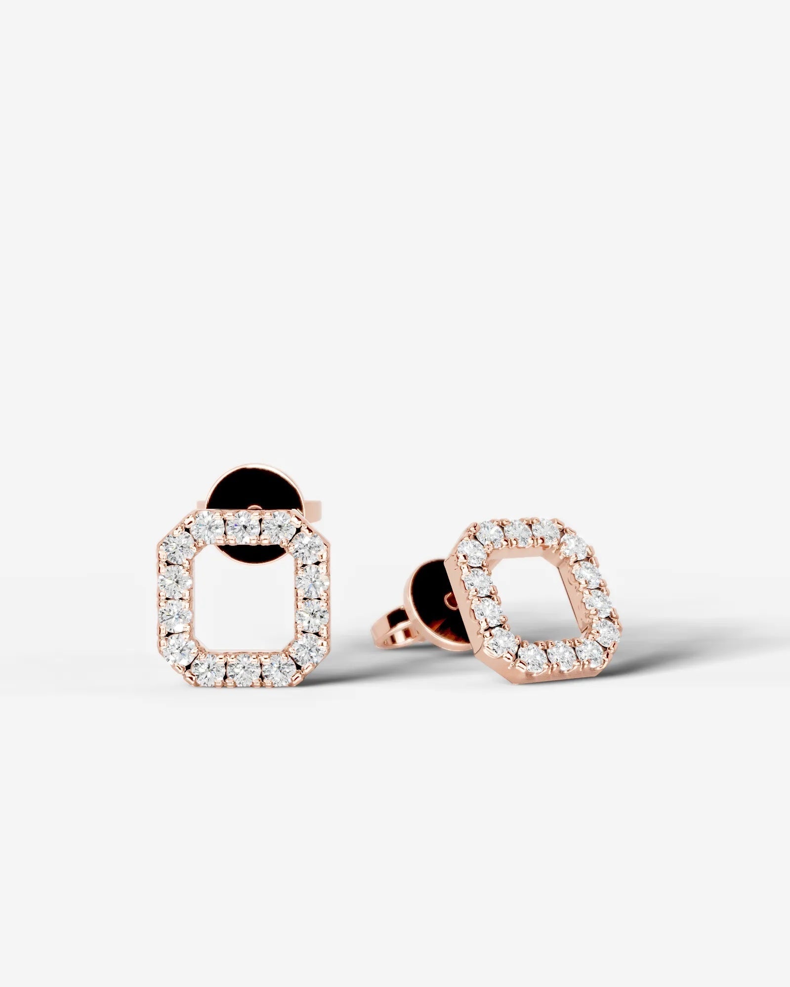 Linda Lab Grown Diamond Earrings Asscher - Rose Gold
