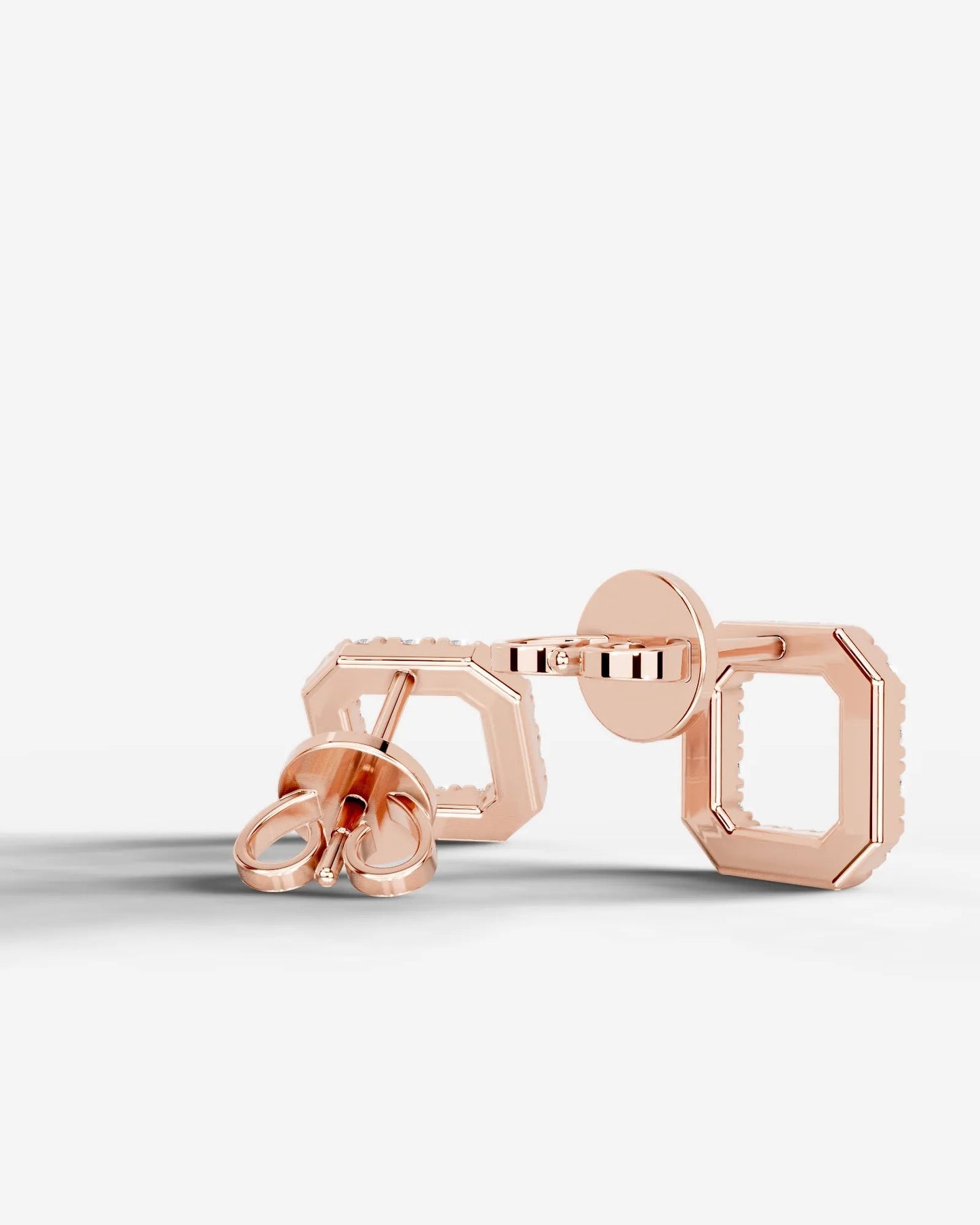 Linda Lab Grown Diamond Earrings Asscher - Rose Gold