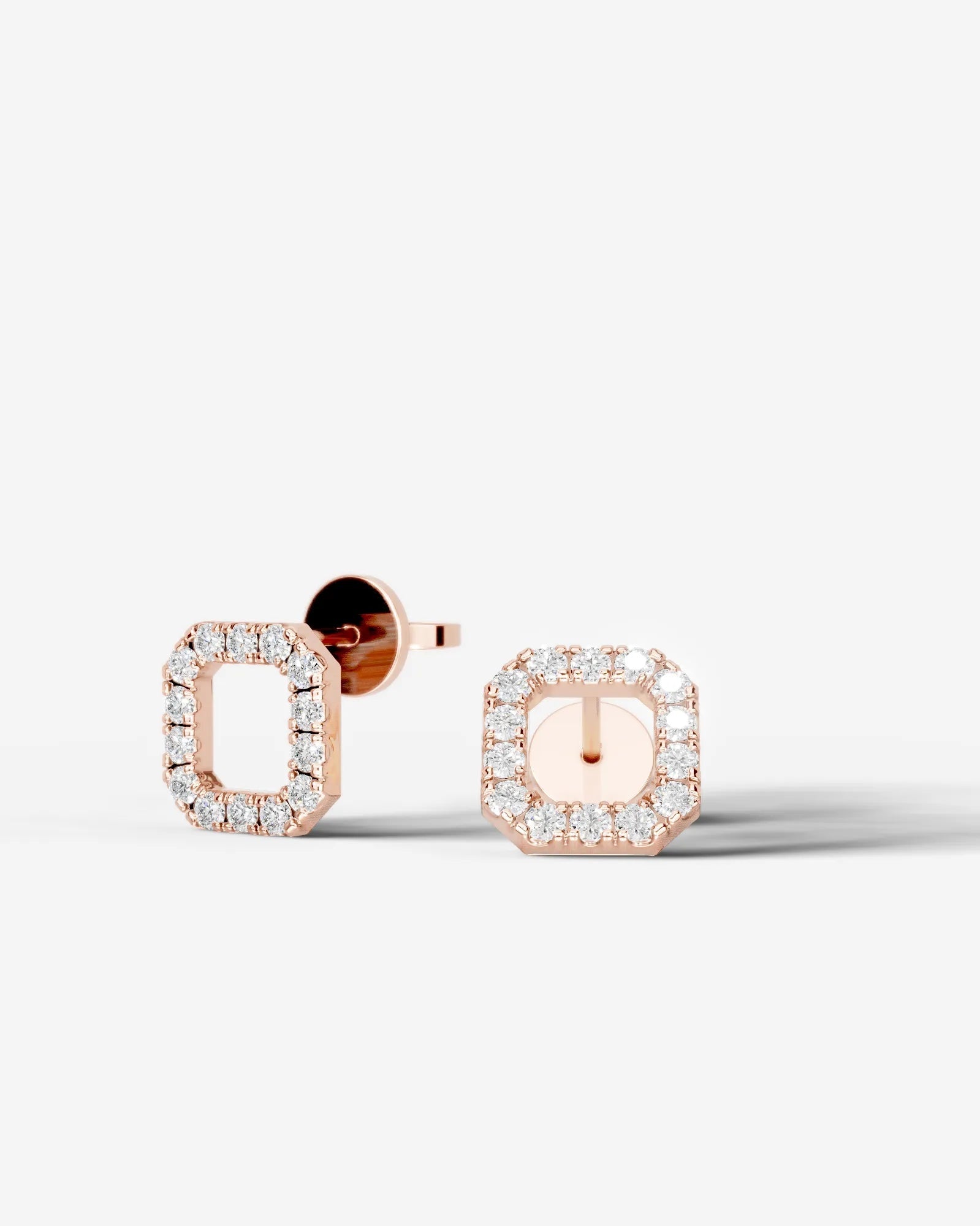 Linda Lab Grown Diamond Earrings Asscher - Rose Gold