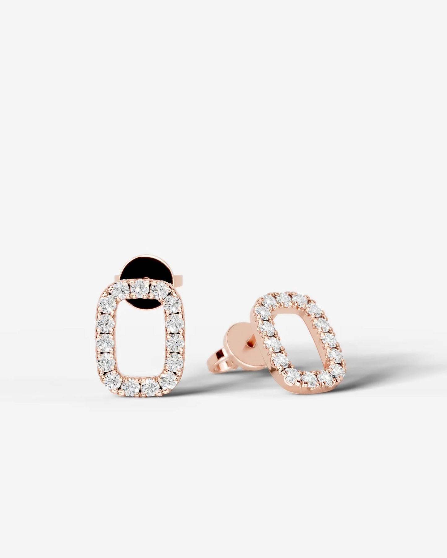 Linda Lab Grown Diamond Earrings Elongated Cushion - Rose Gold