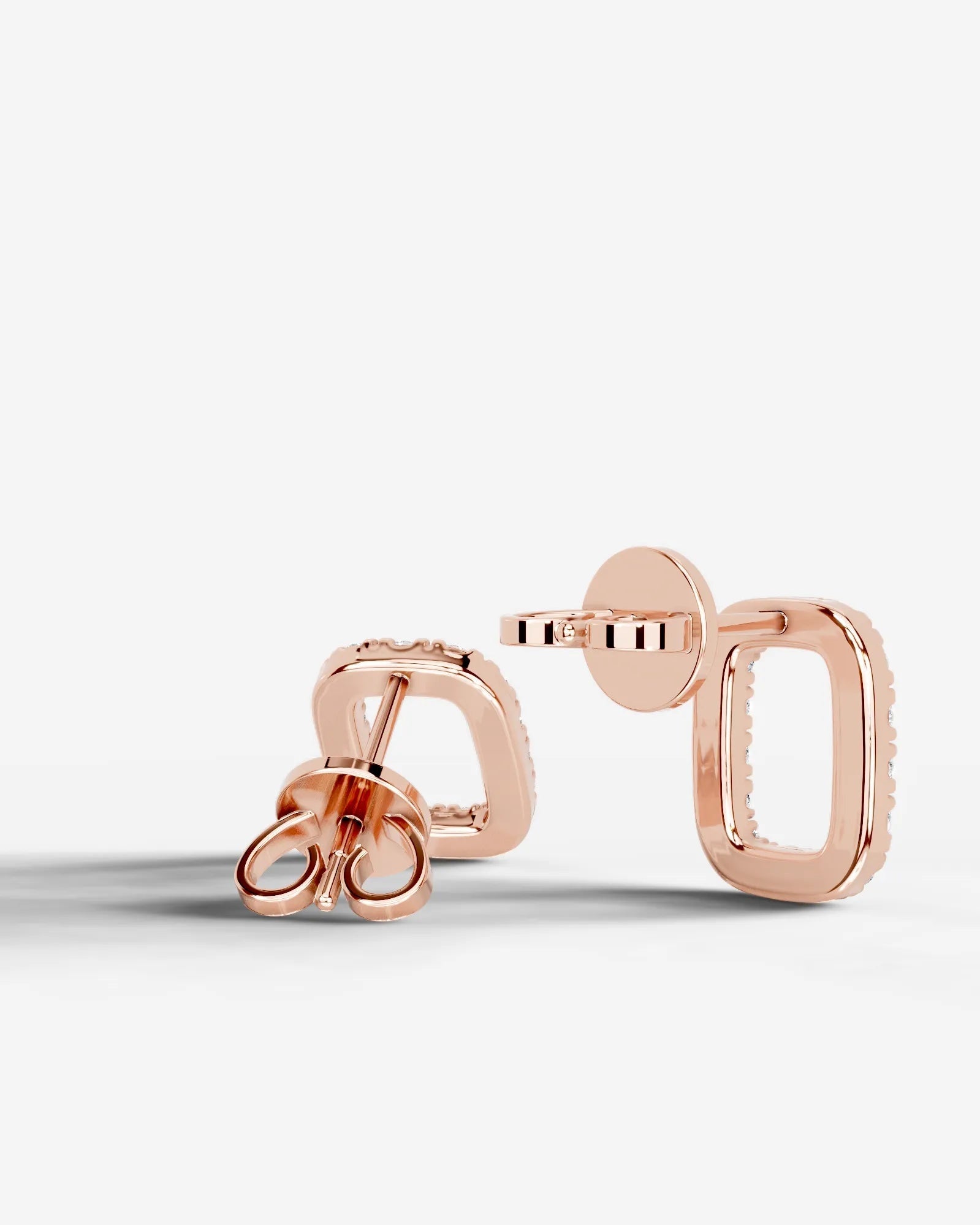 Linda Lab Grown Diamond Earrings Elongated Cushion - Rose Gold