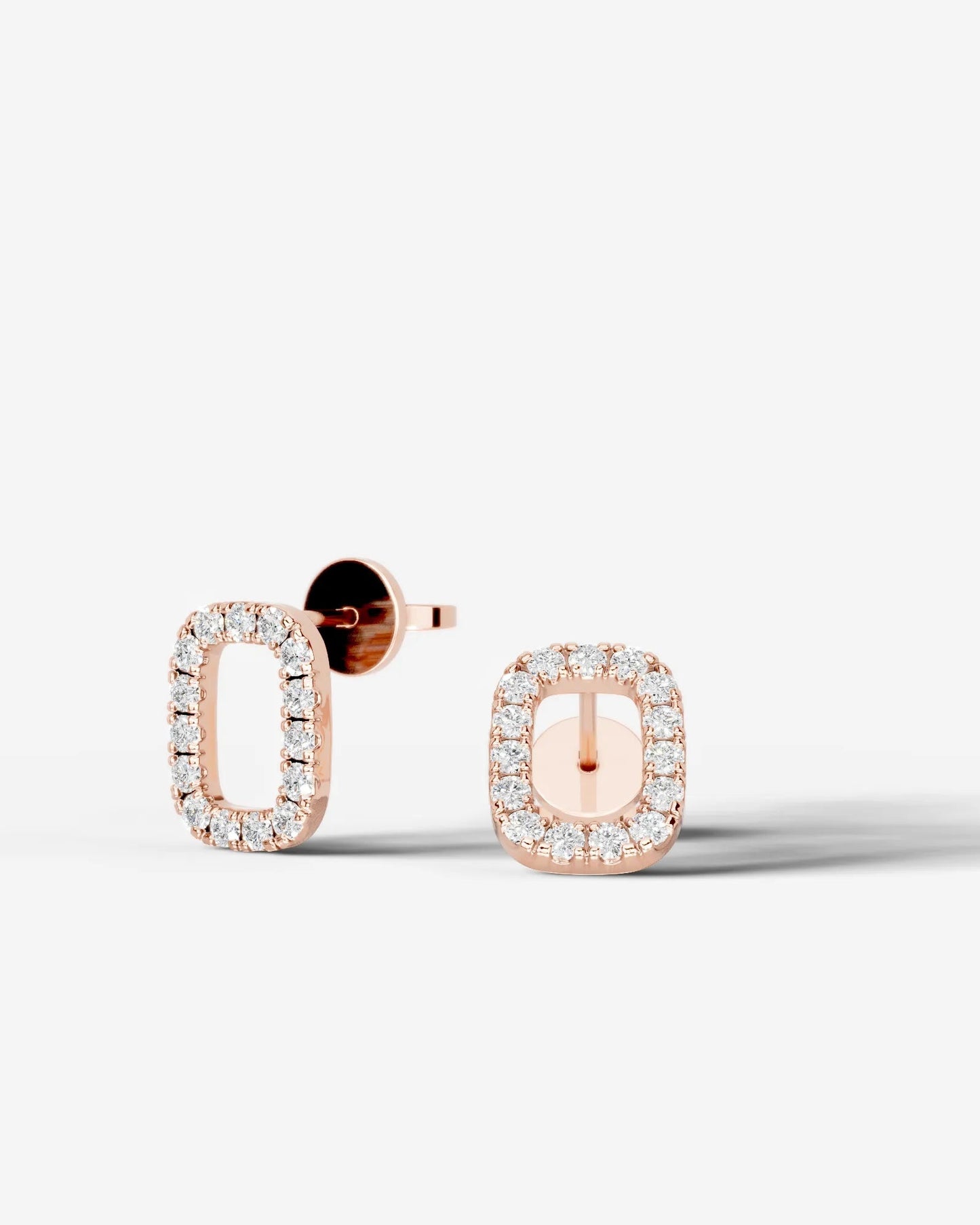 Linda Lab Grown Diamond Earrings Elongated Cushion - Rose Gold
