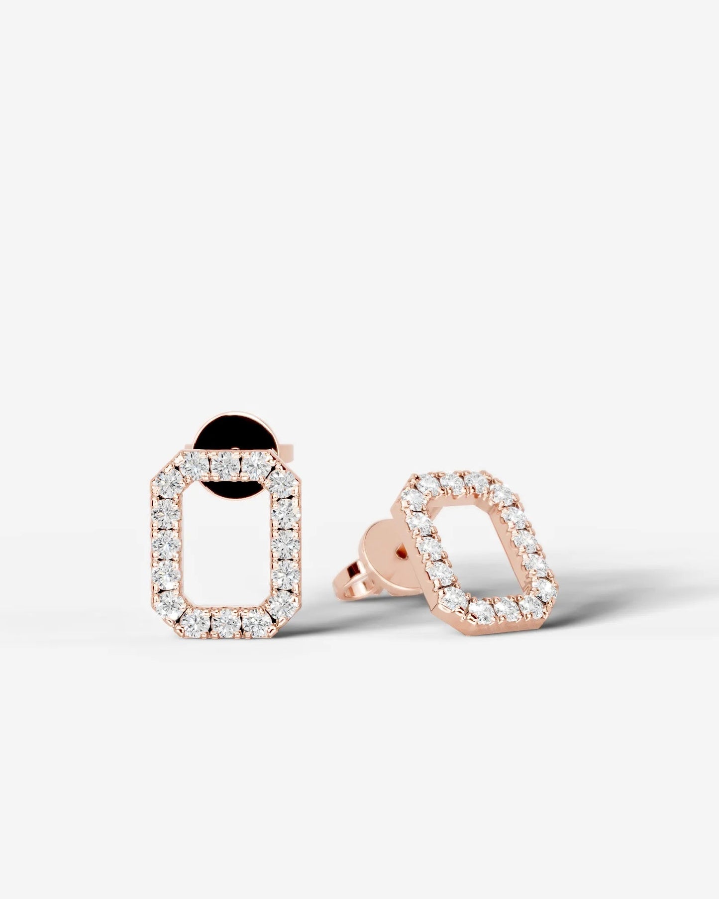 Linda Lab Grown Diamond Earrings Emerald - Rose Gold