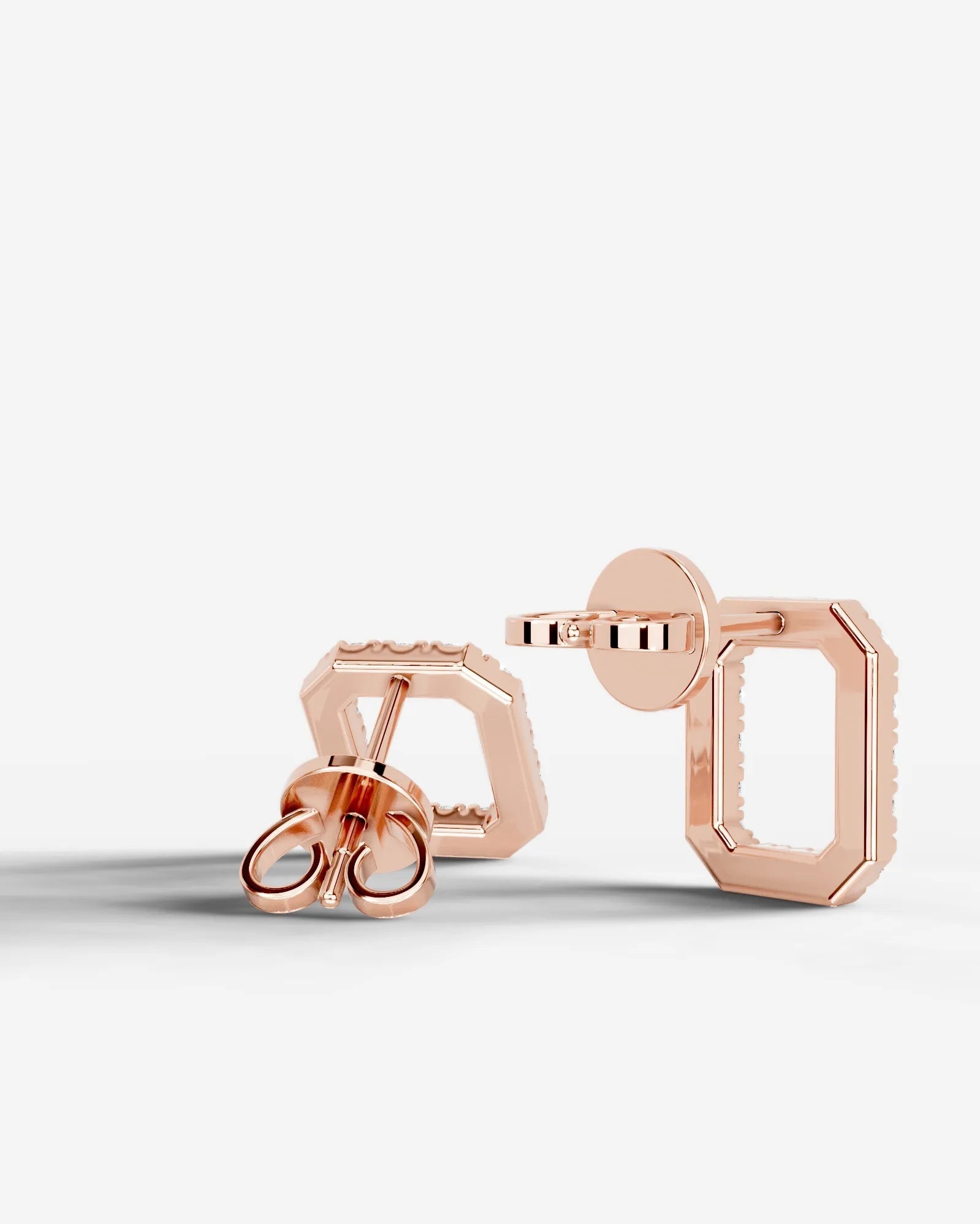 Linda Lab Grown Diamond Earrings Emerald - Rose Gold