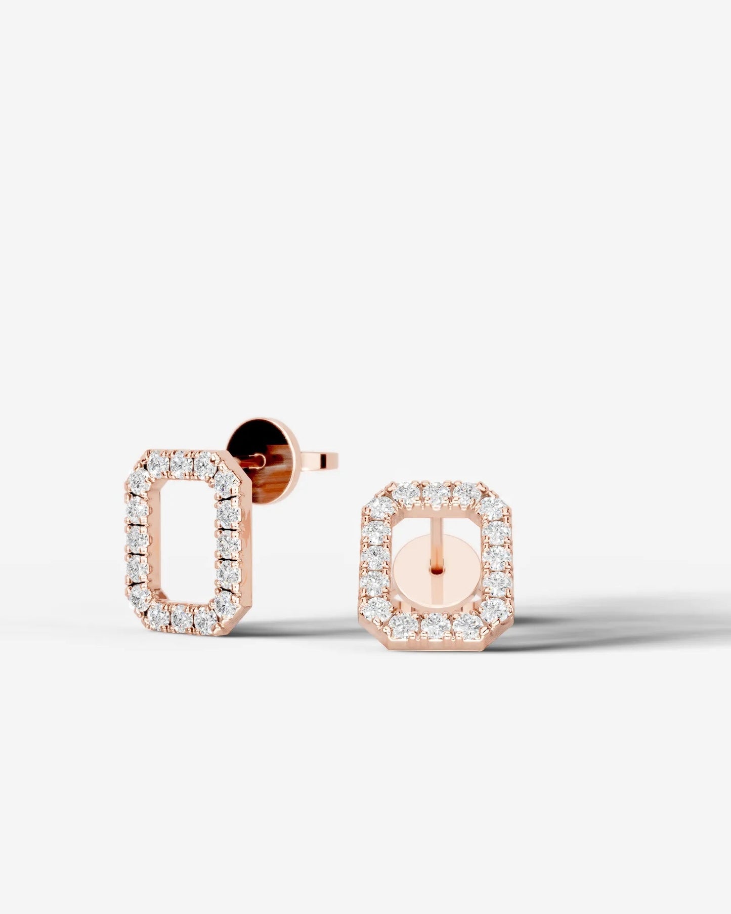 Linda Lab Grown Diamond Earrings Emerald - Rose Gold