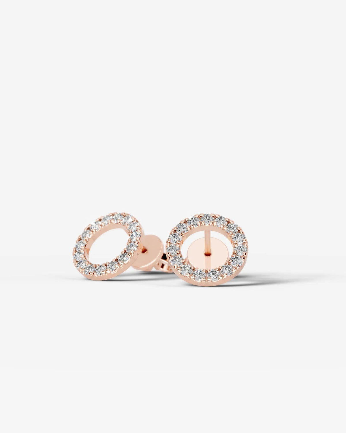 Linda Lab Grown Diamond Earrings Round - Rose Gold