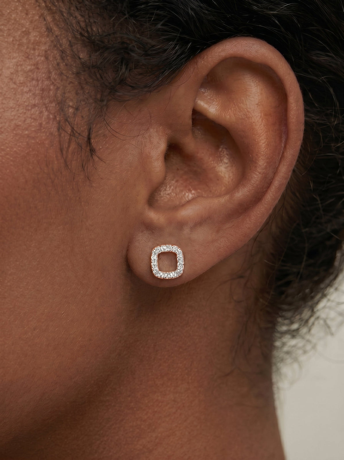 Linda Lab Grown Diamond Earrings Square Cushion - Rose Gold