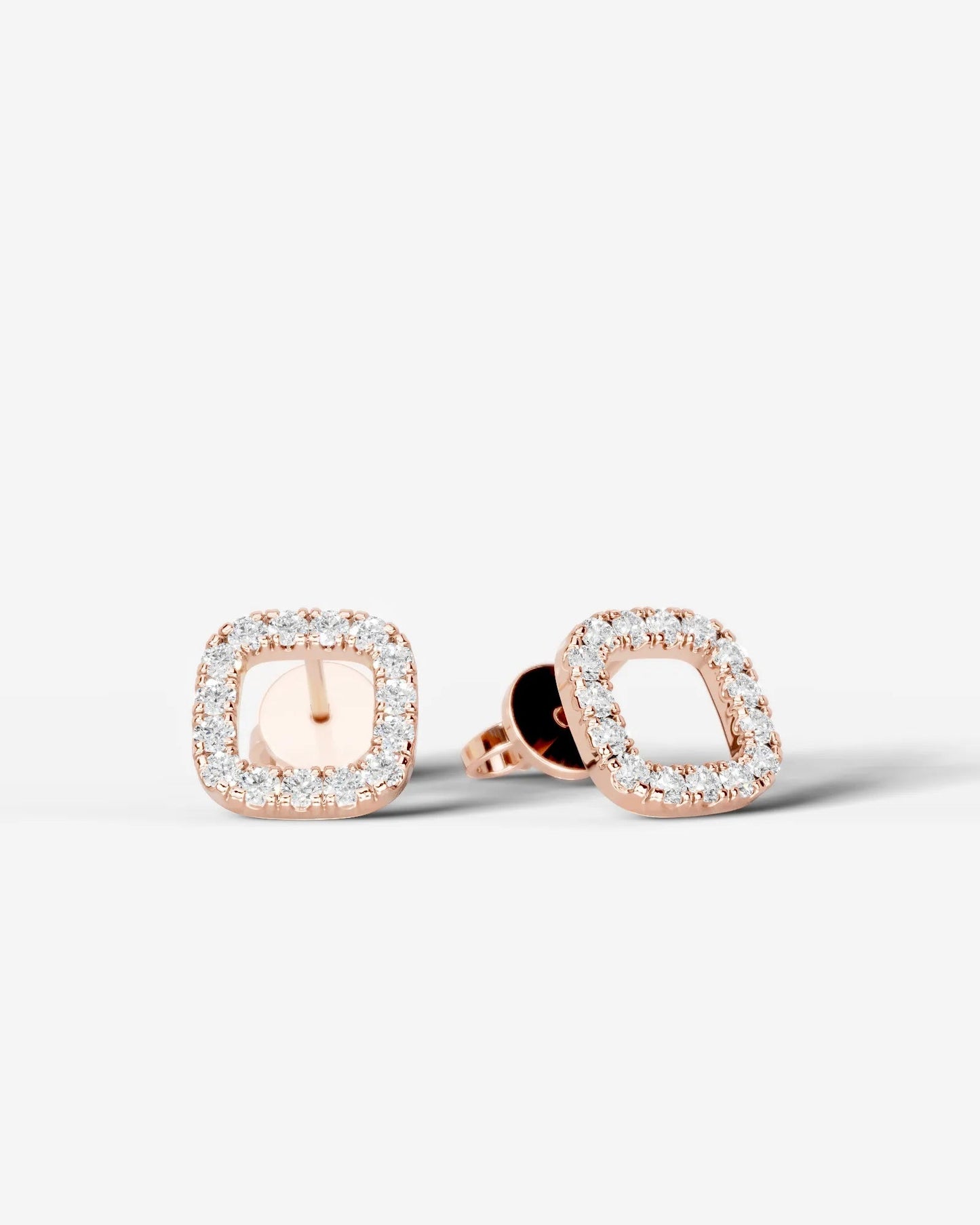Linda Lab Grown Diamond Earrings Square Cushion - Rose Gold