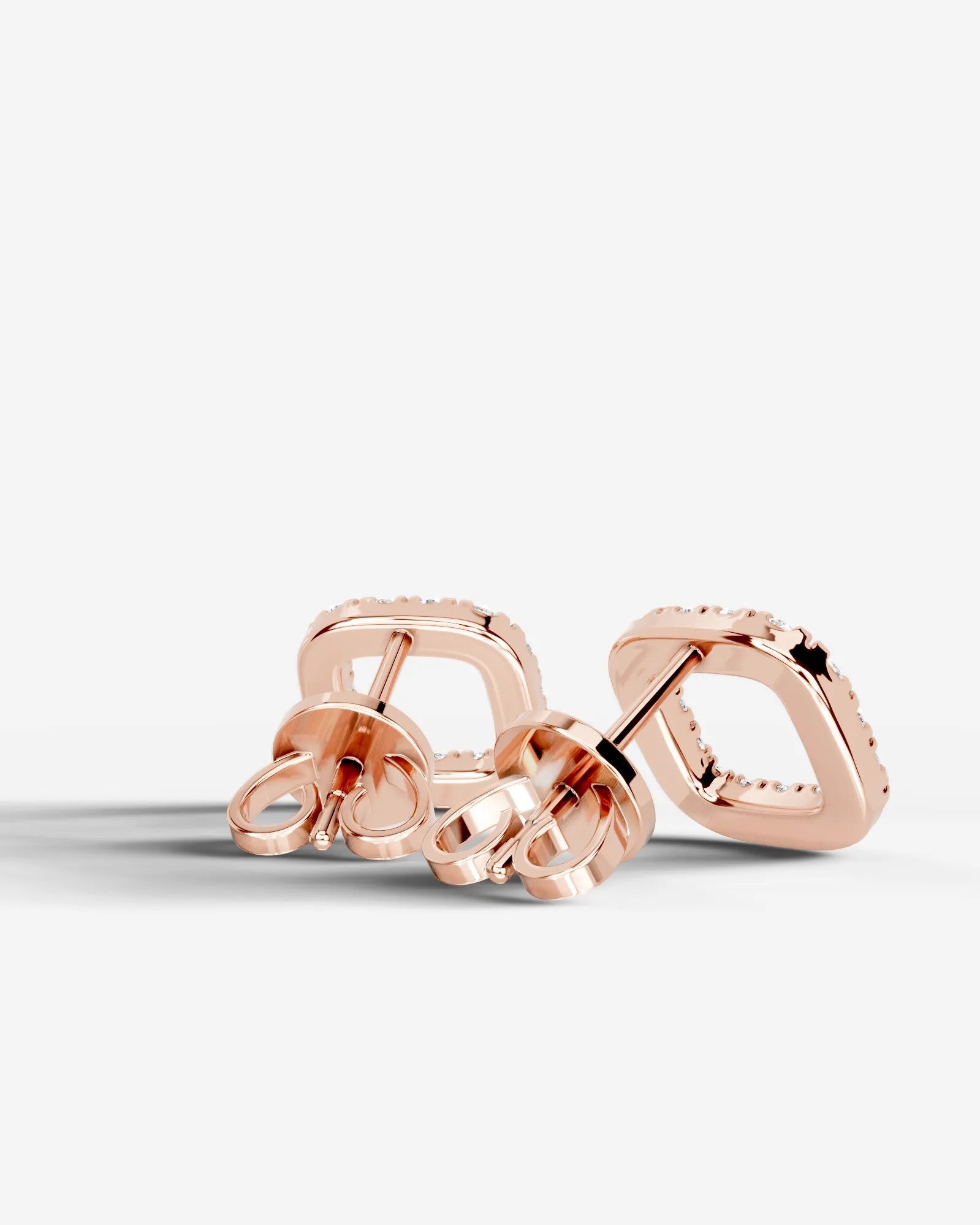 Linda Lab Grown Diamond Earrings Square Cushion - Rose Gold