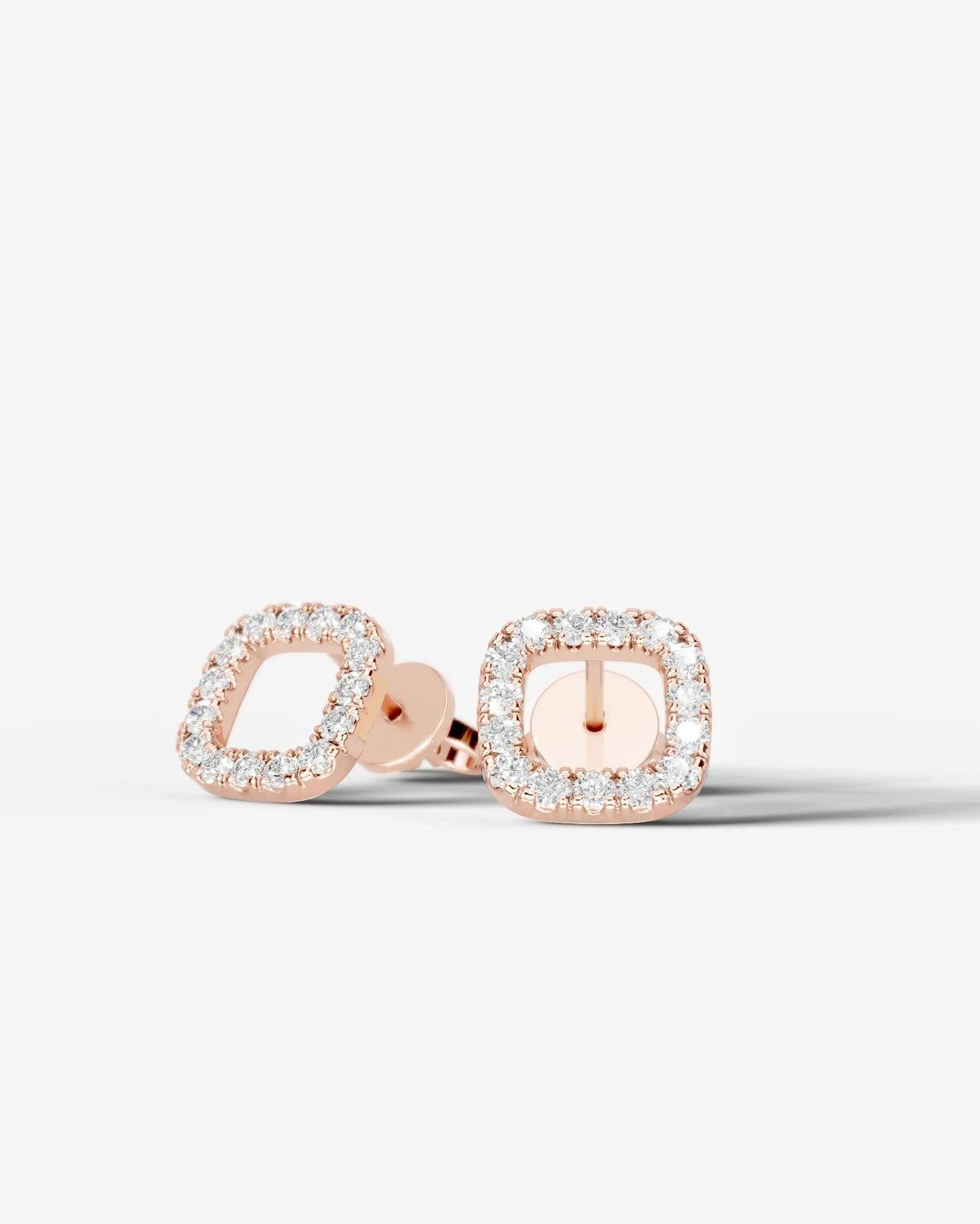 Linda Lab Grown Diamond Earrings Square Cushion - Rose Gold