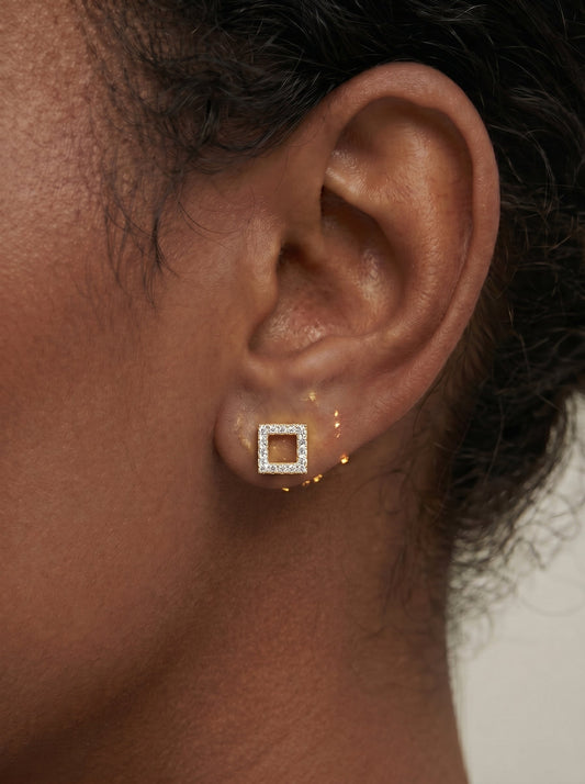 Linda Lab Grown Diamond Earrings Princess - Yellow Gold
