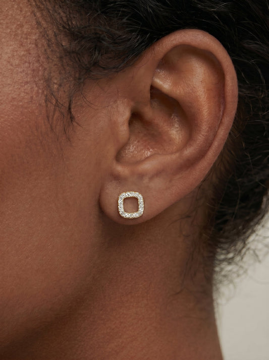 Linda Lab Grown Diamond Earrings Square Cushion - Yellow Gold