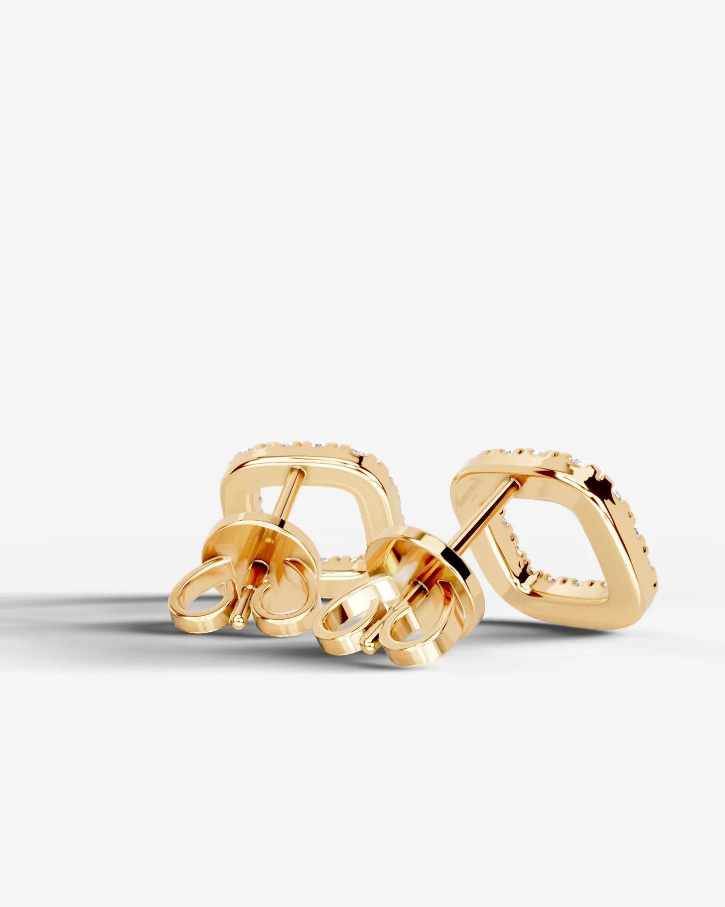 Linda Lab Grown Diamond Earrings Square Cushion - Yellow Gold