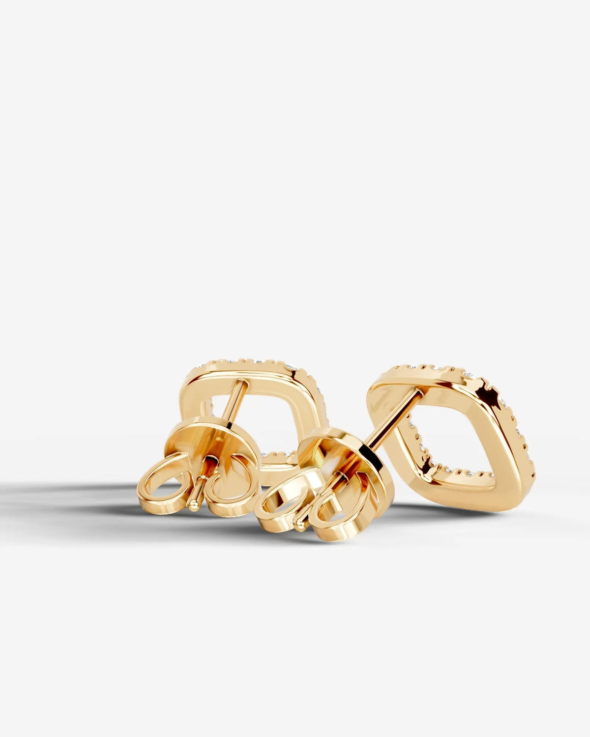 Linda Lab Grown Diamond Earrings Square Cushion - Yellow Gold