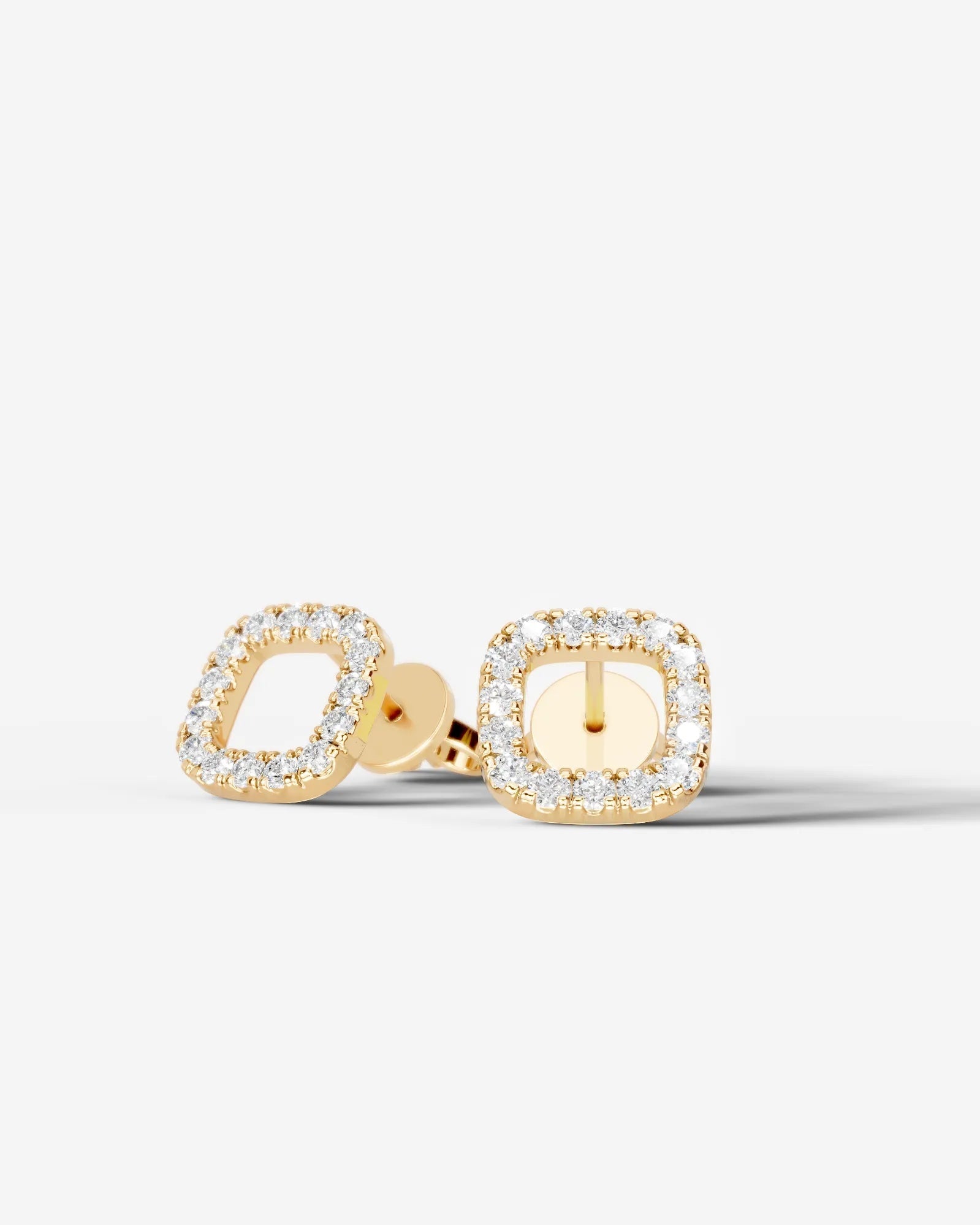 Linda Lab Grown Diamond Earrings Square Cushion - Yellow Gold