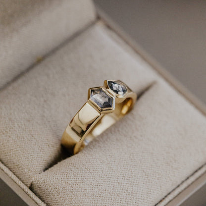 The Madison Hexagon and Pear Rustic Diamond Ring