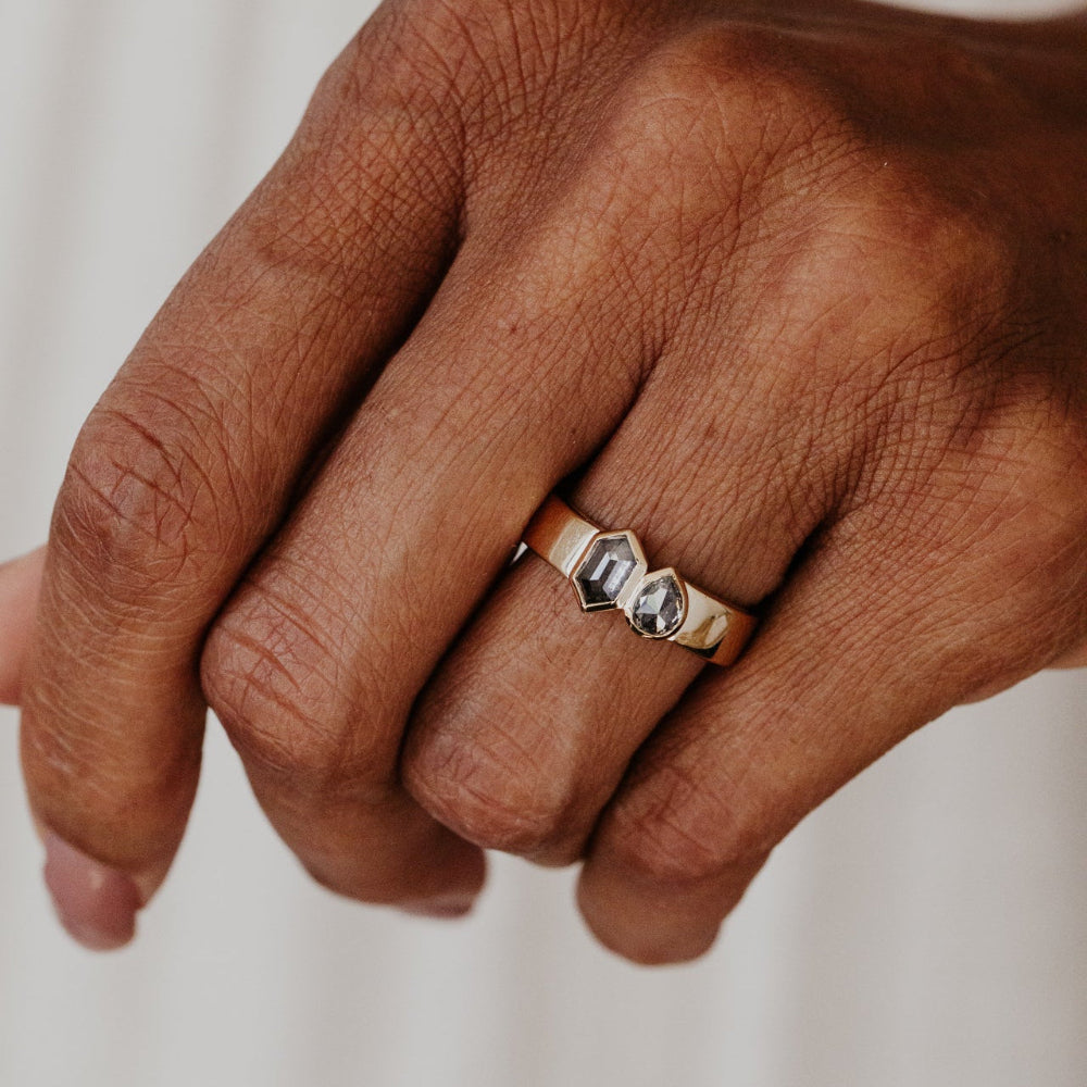 The Madison Hexagon and Pear Rustic Diamond Ring