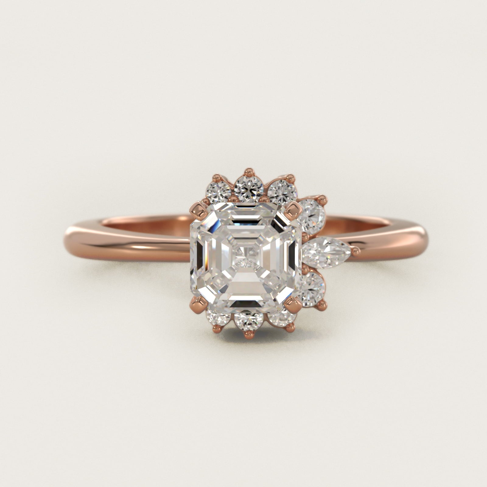 Marquise Accent Diamond Halo Engagement Ring In 14K Rose Gold By James Allen - Asscher Center