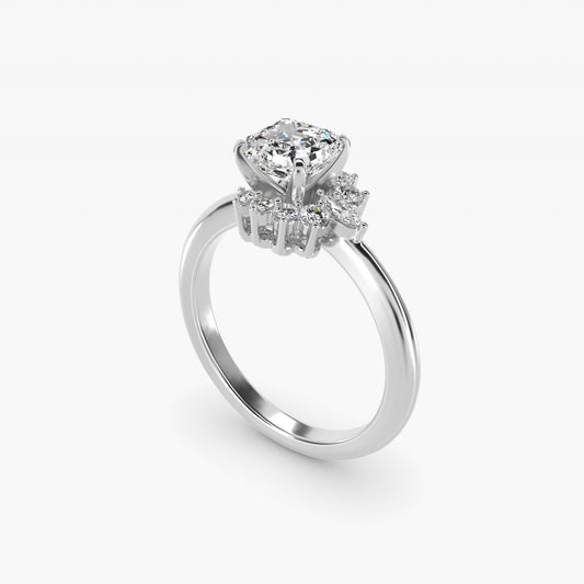 Marquise Accent Diamond Halo Engagement Ring In 18k White Gold By James Allen - Asscher Center