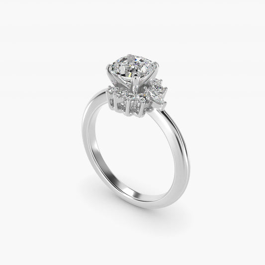 Marquise Accent Diamond Halo Engagement Ring In 14K White Gold By James Allen - Cushion Center