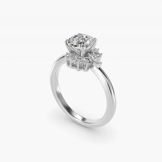 Marquise Accent Diamond Halo Engagement Ring In 18k White Gold By James Allen - Cushion Center
