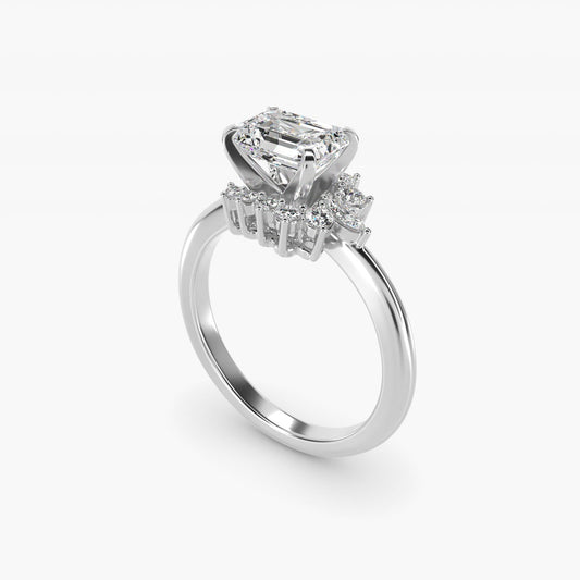 Marquise Accent Diamond Halo Engagement Ring In 18k White Gold By James Allen - Emerald Center
