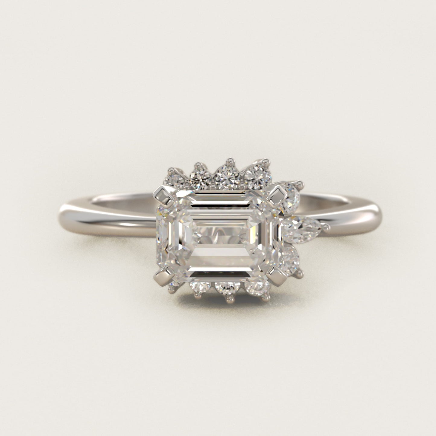 Marquise Accent Diamond Halo Engagement Ring In 14K White Gold By James Allen - Emerald Center