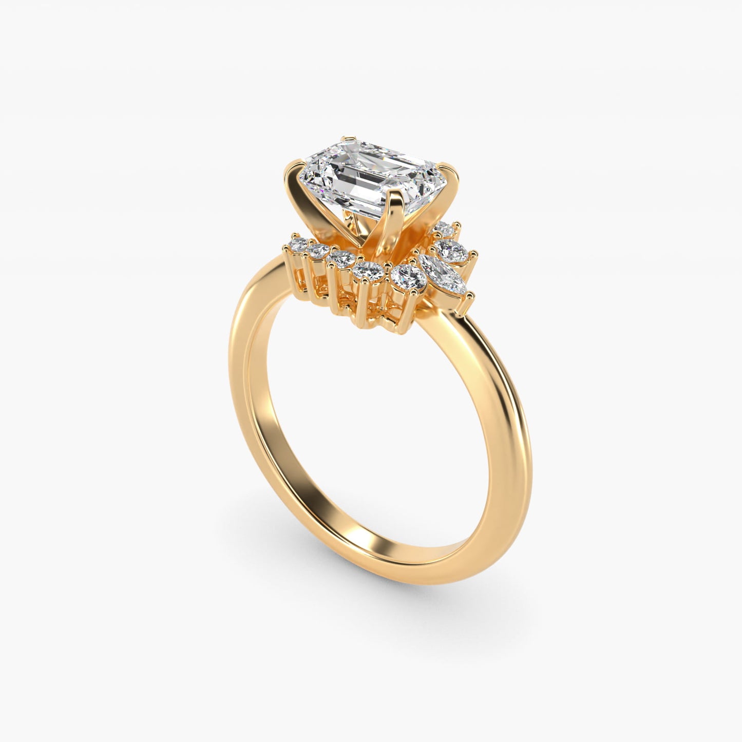 Marquise Accent Diamond Halo Engagement Ring In 14K Yellow Gold By James Allen - Emerald Center