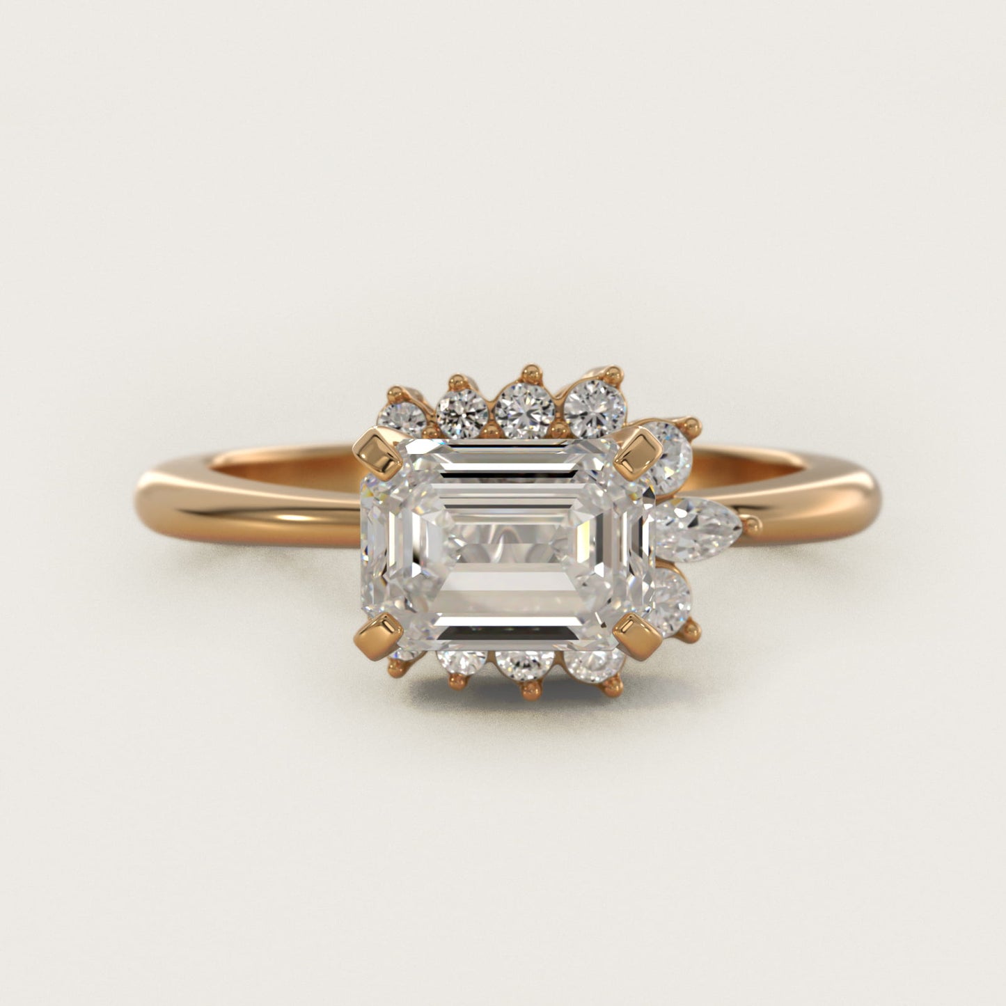 Marquise Accent Diamond Halo Engagement Ring In 14K Yellow Gold By James Allen - Emerald Center