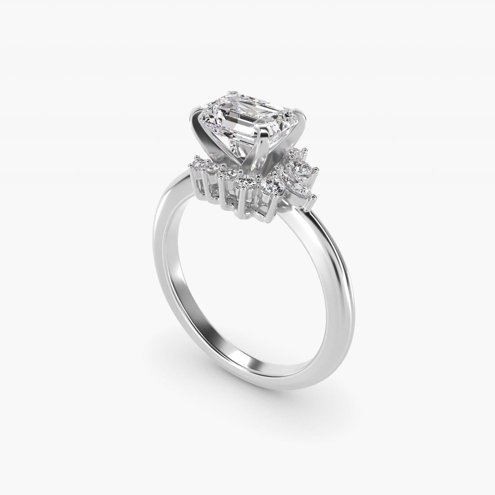Marquise Accent Diamond Halo Engagement Ring In Platinum By James Allen - Emerald Center