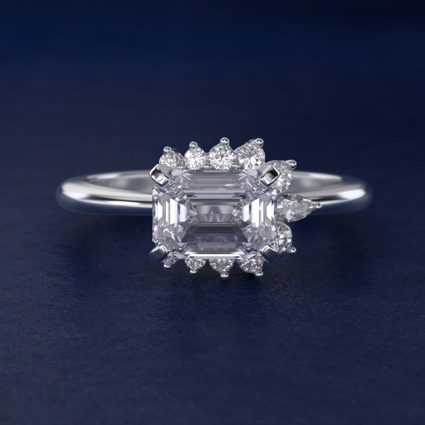 Marquise Accent Diamond Halo Engagement Ring In Platinum By James Allen - Emerald Center