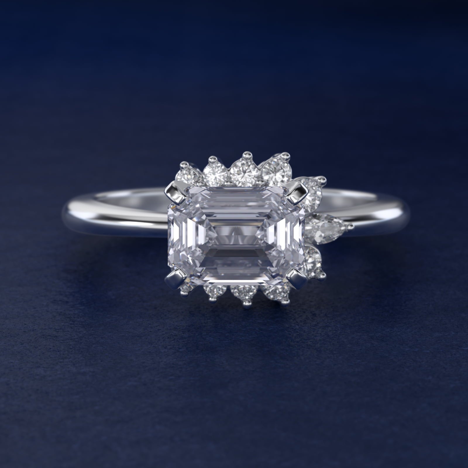 Marquise Accent Diamond Halo Engagement Ring In Platinum By James Allen - Emerald Center