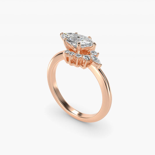 Marquise Accent Diamond Halo Engagement Ring In 14K Rose Gold By James Allen - Marquise Center